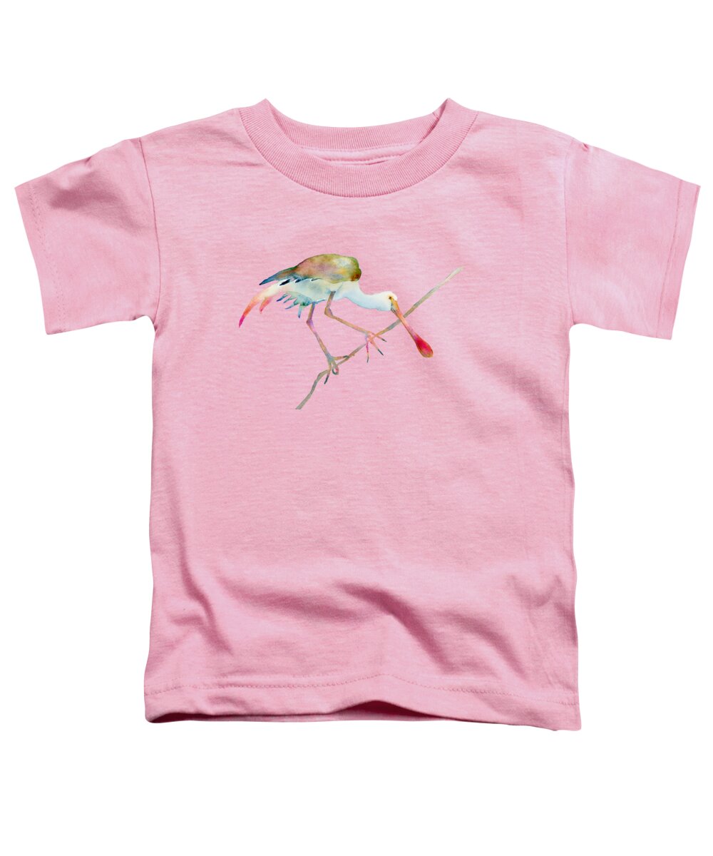 Watercolor Toddler T-Shirt featuring the painting Spoonbill by Amy Kirkpatrick