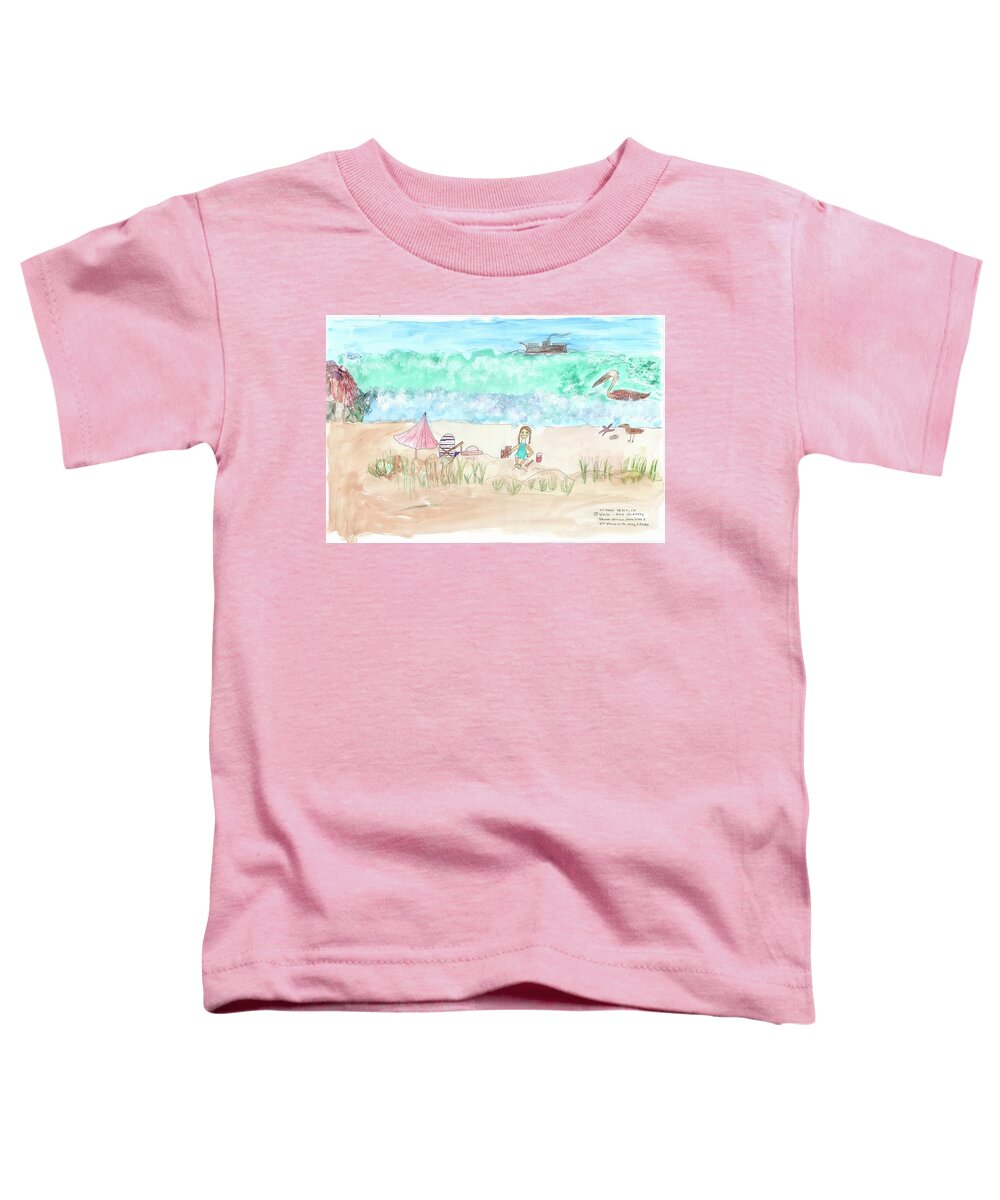Pelican Toddler T-Shirt featuring the painting Stinson Beach by Helen Holden-Gladsky