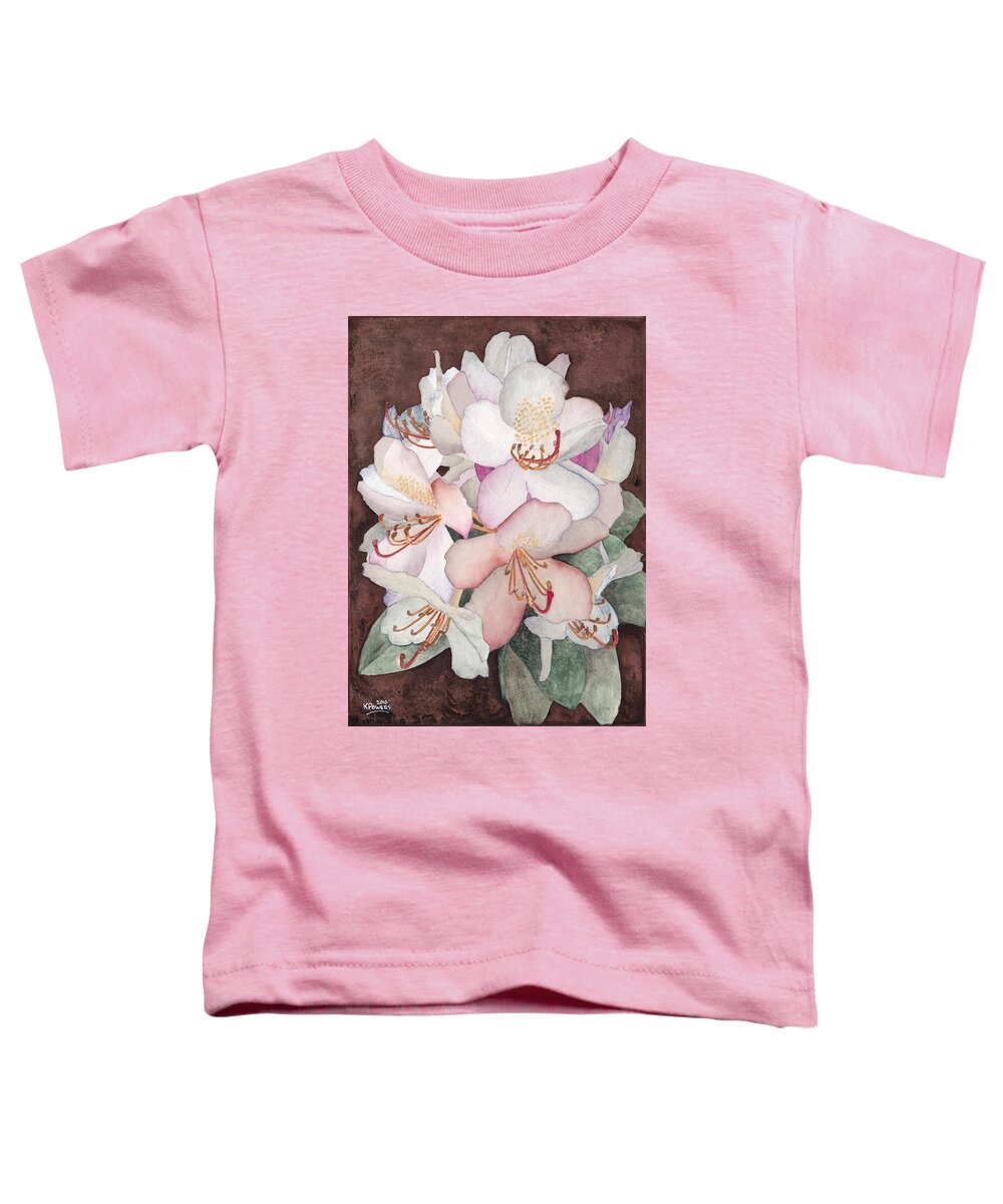 Rhodie Toddler T-Shirt featuring the painting Stylized Rhododendron by Ken Powers