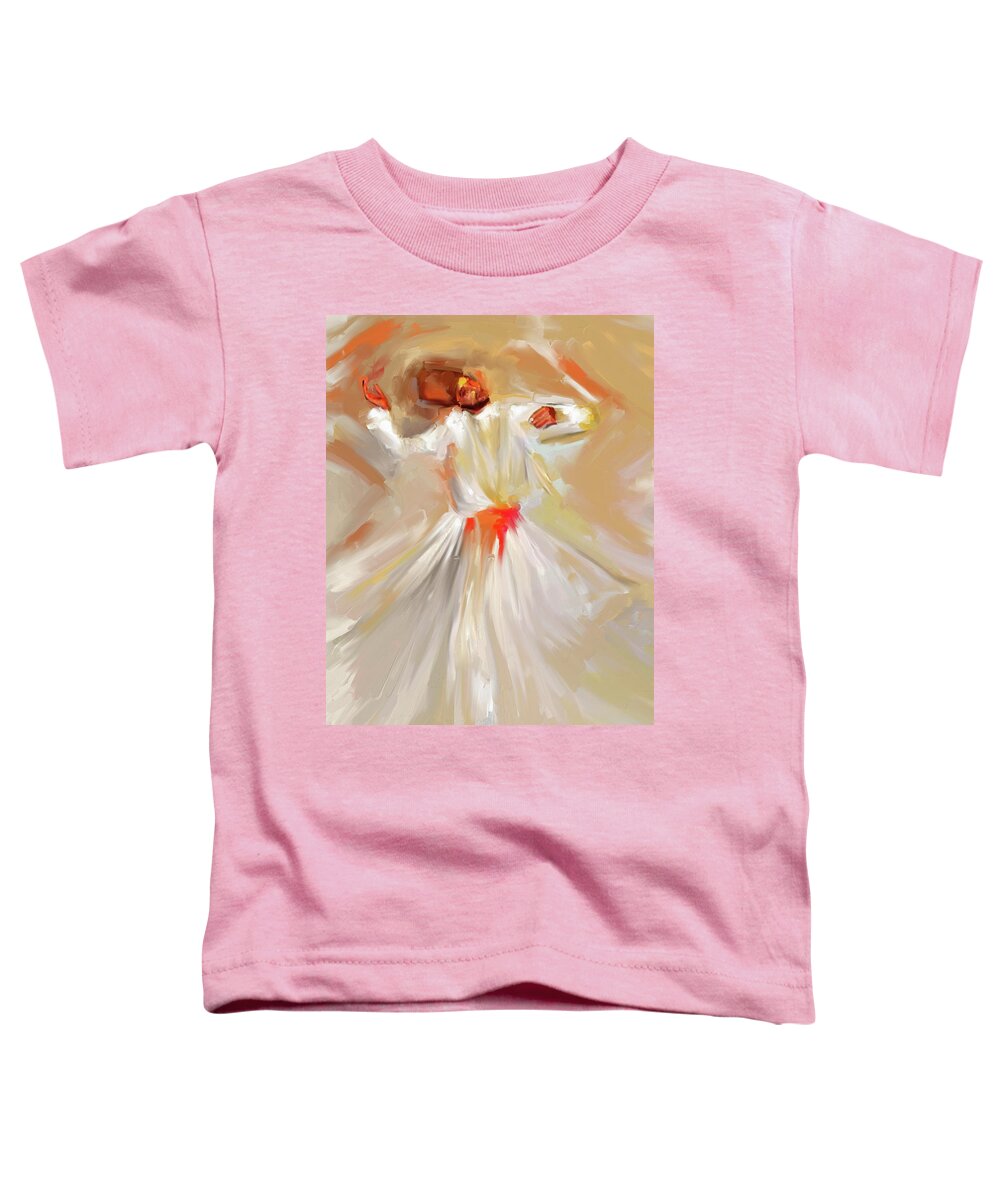 Tanoura Toddler T-Shirt featuring the painting Sufi Whirl 9 Painting 723 3 by Mawra Tahreem