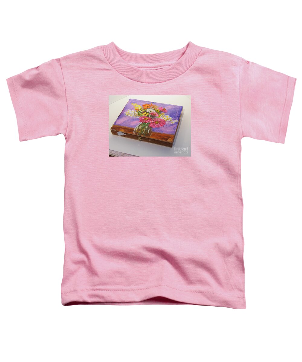 #cigarboxart #cigarbox Toddler T-Shirt featuring the painting Summer Flowers by Francois Lamothe