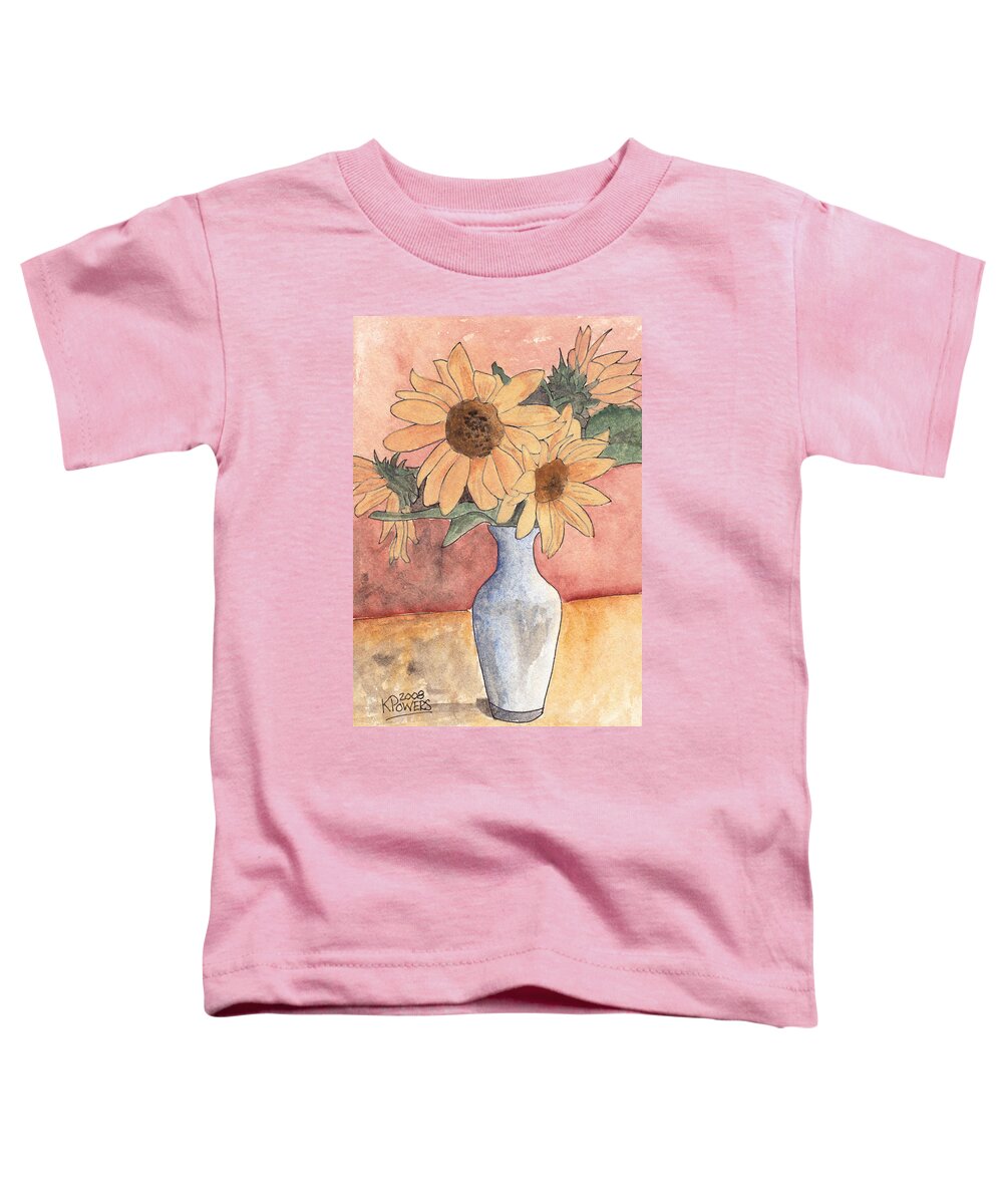 Sunflower Toddler T-Shirt featuring the painting Sunflowers in Vase Sketch by Ken Powers