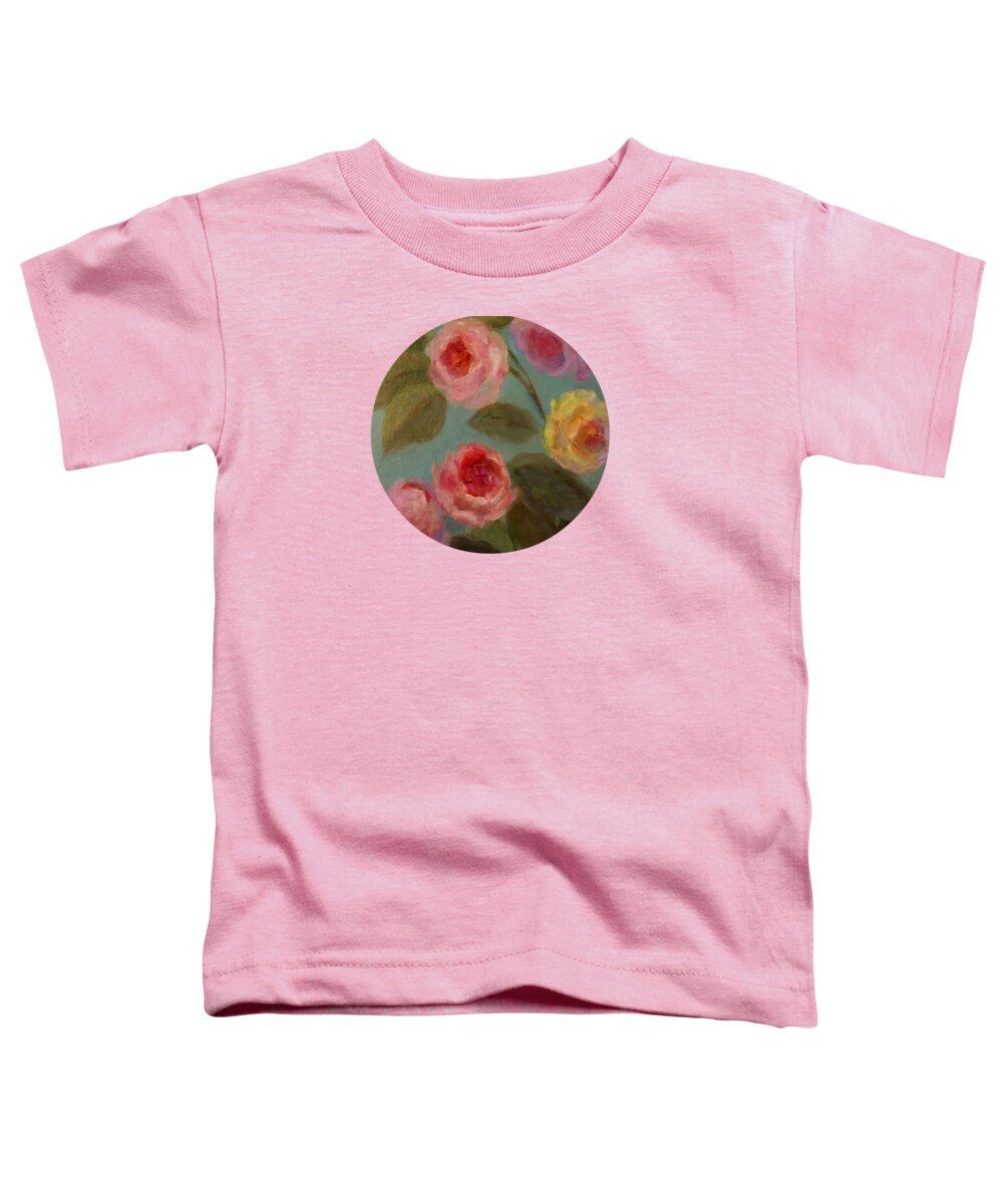 Floral Painting Toddler T-Shirt featuring the painting Sunlit Roses by Mary Wolf