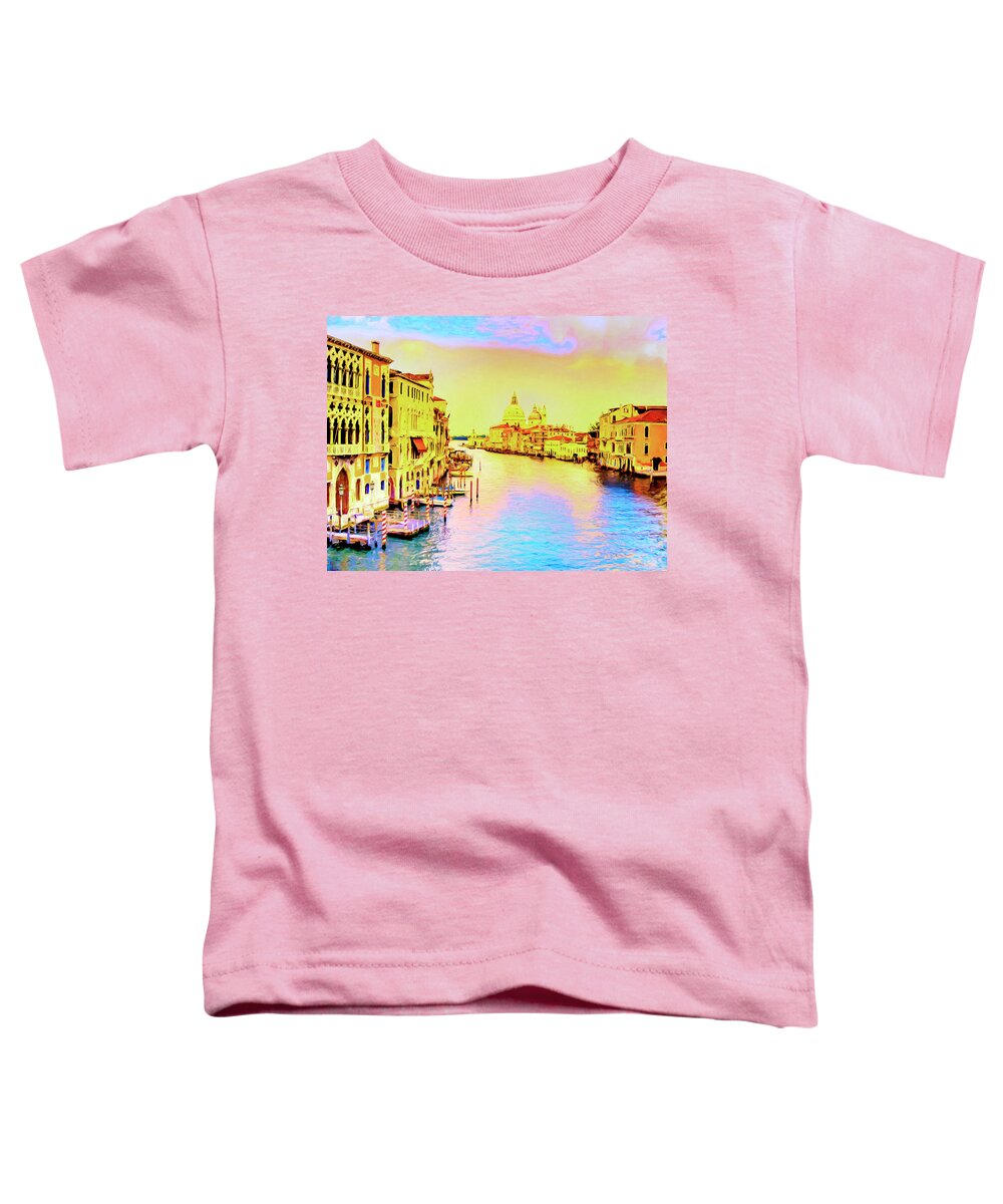 Canals Toddler T-Shirt featuring the painting Sunset on the Grand Canal by Dominic Piperata