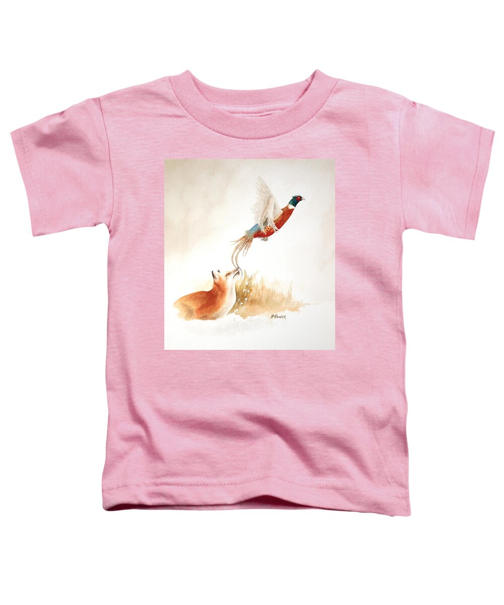 Fox Toddler T-Shirt featuring the painting Surprise by Richard Rooker
