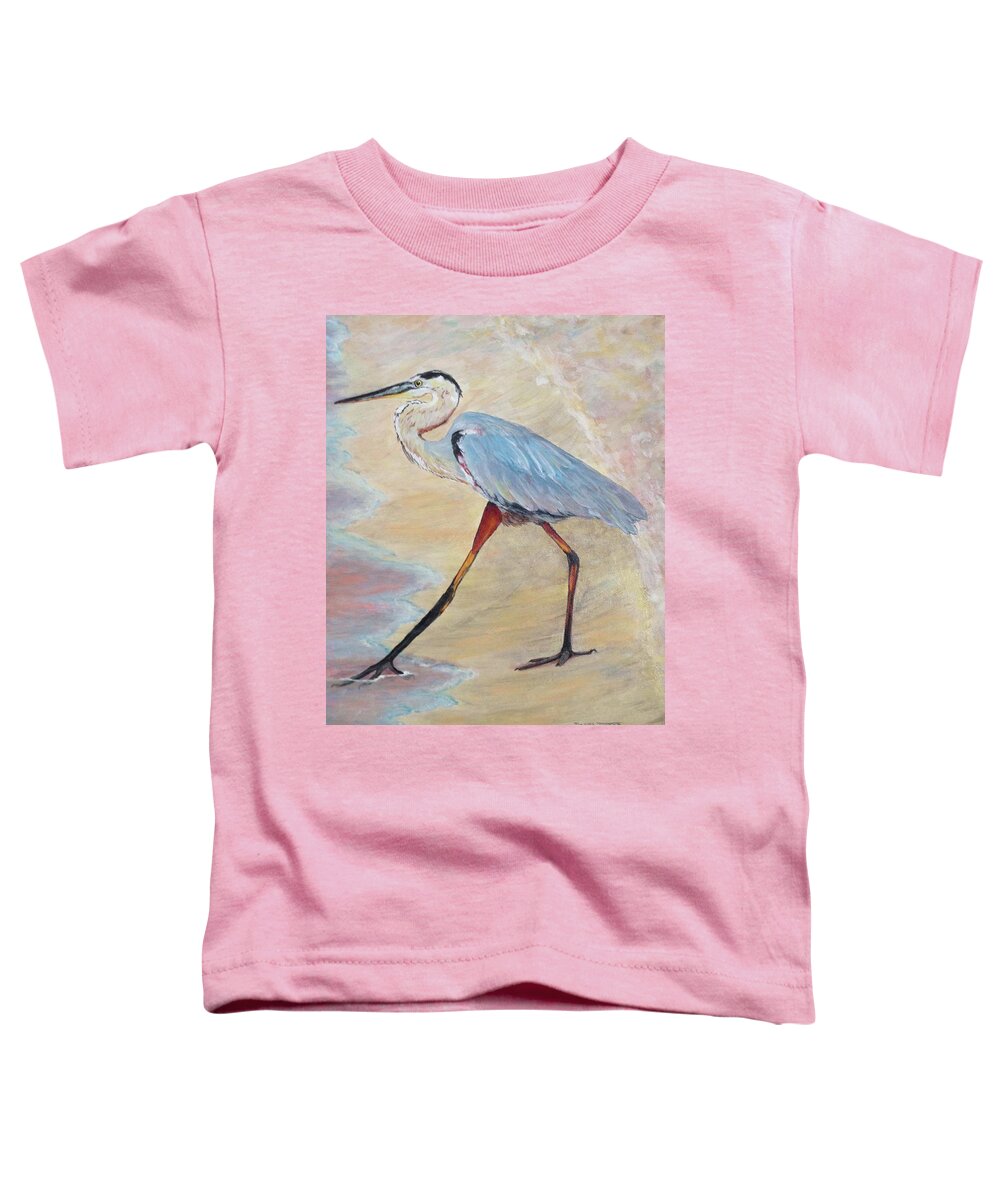 Heron Toddler T-Shirt featuring the painting Testing the Water by Donna Tucker