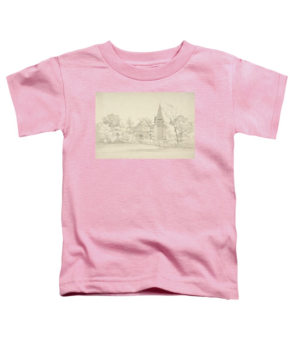 Norwegian Painters Toddler T-Shirt featuring the drawing The Aller Church in Sonderjyllands Amt by Johan Christian Dahl