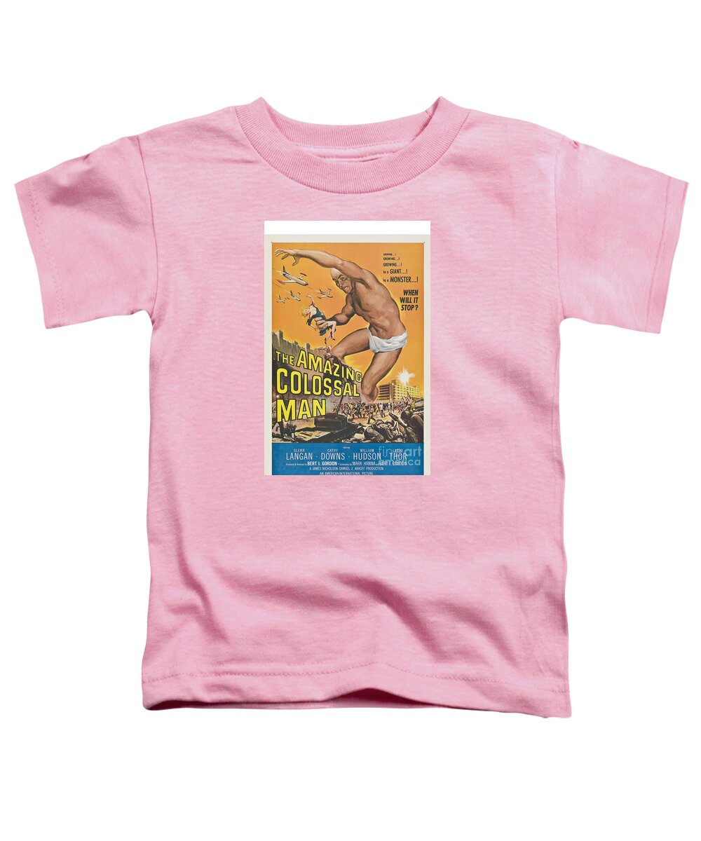 The Amazing Colossal Man Movie Poster Toddler T-Shirt featuring the painting The Amazing Colossal Man Movie Poster by Vintage Collectables