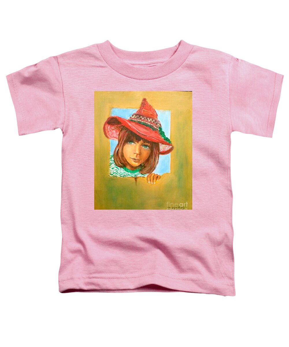 Little Girl With Mexican Hat Toddler T-Shirt featuring the painting The Mexican Hat by Dagmar Helbig