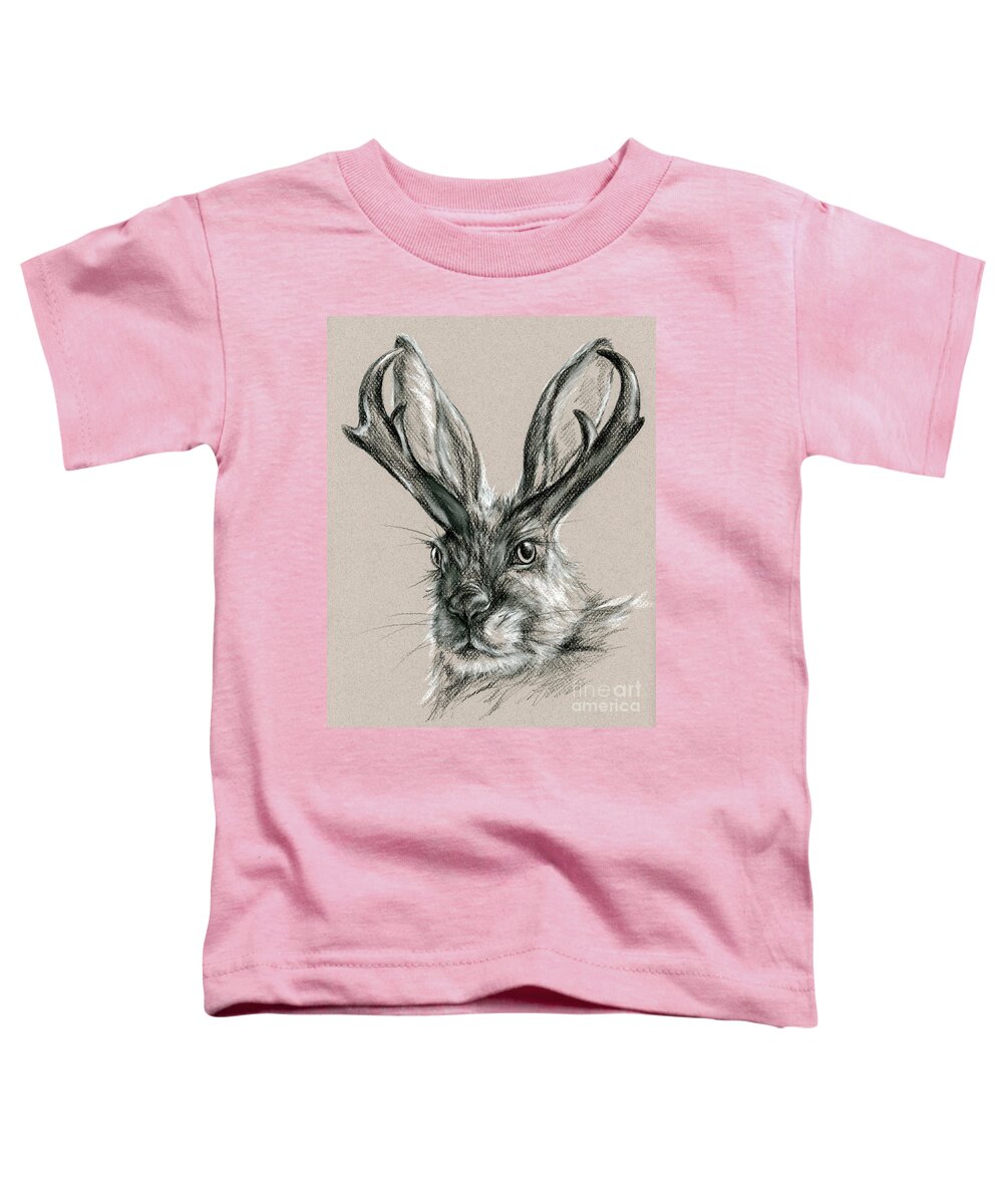 Mythical Creature Toddler T-Shirt featuring the drawing The Mythical Jackalope by MM Anderson