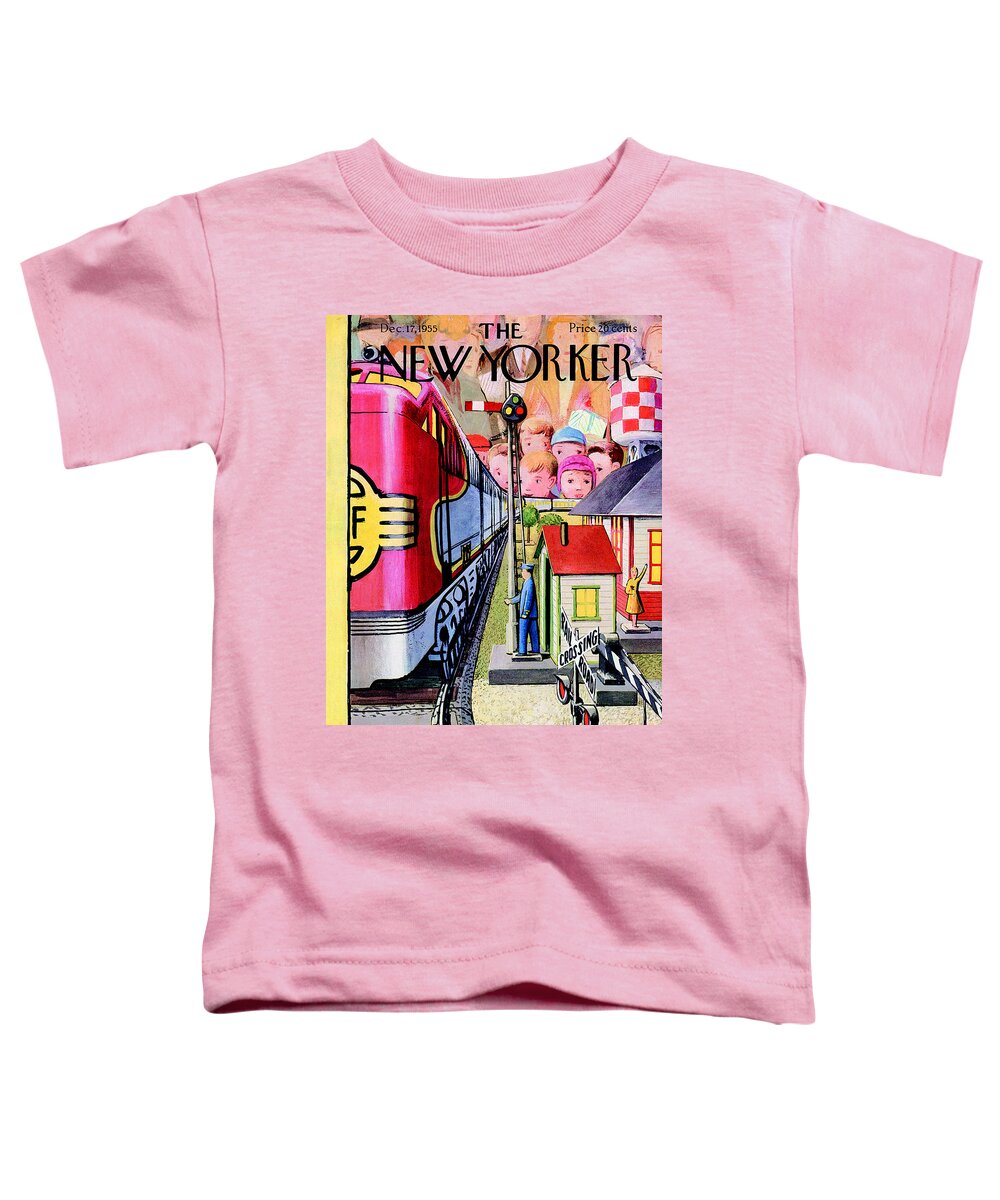 Train Toddler T-Shirt featuring the painting New Yorker December 17th, 1955 by Arthur Getz