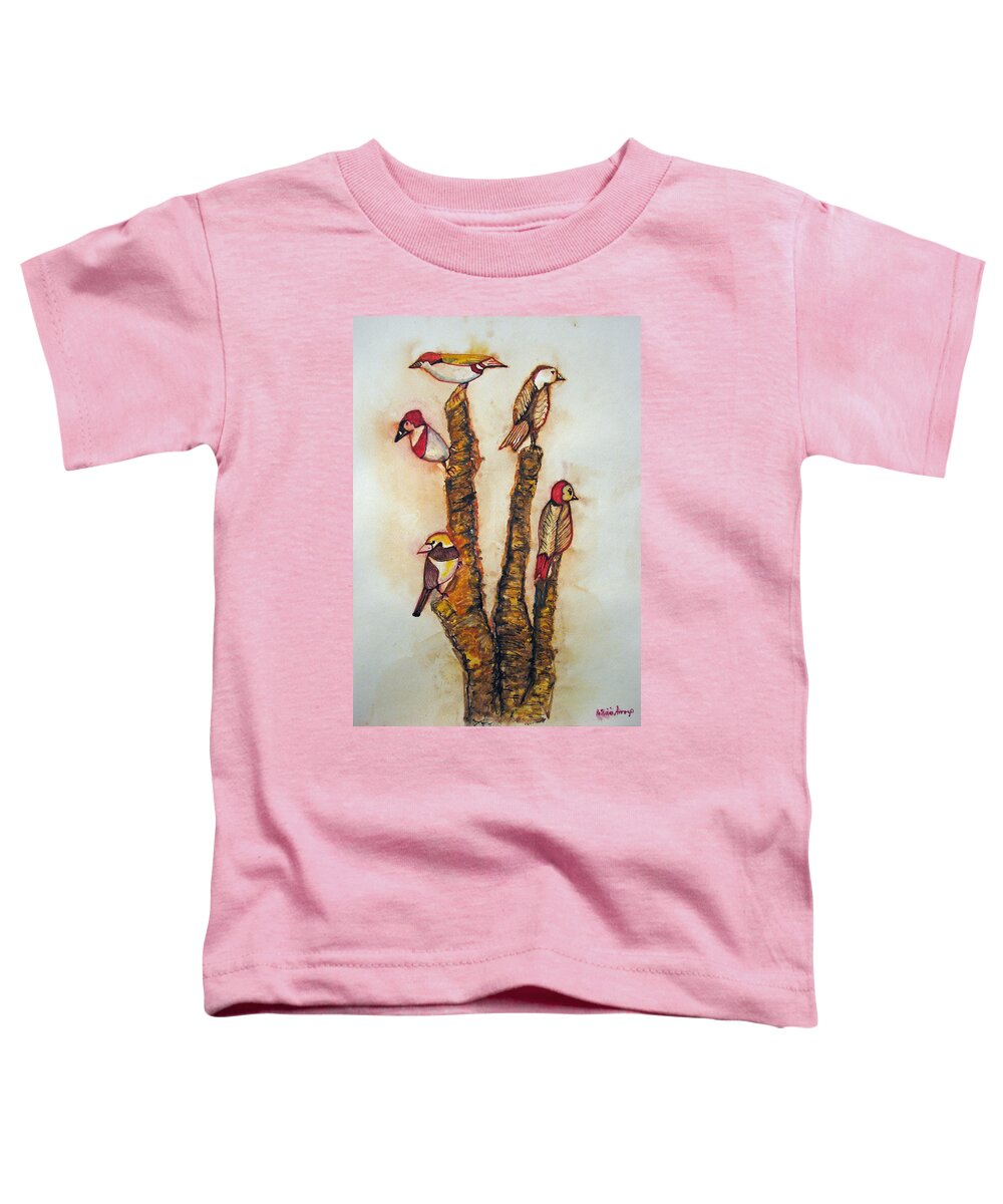 Birds Toddler T-Shirt featuring the painting The Night Watchers by Patricia Arroyo