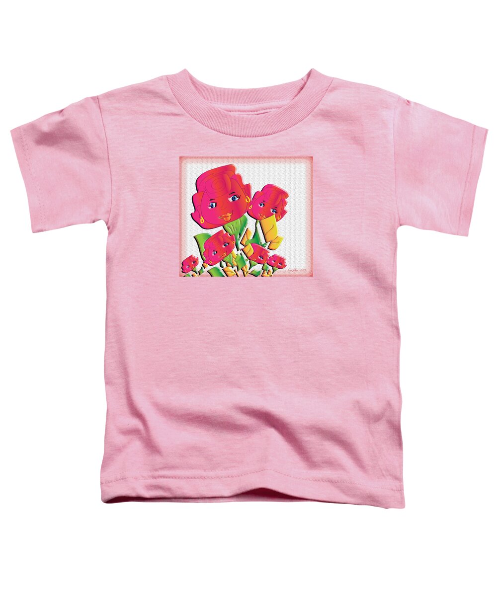 Comic Toddler T-Shirt featuring the digital art The Rose Family 2 by Iris Gelbart