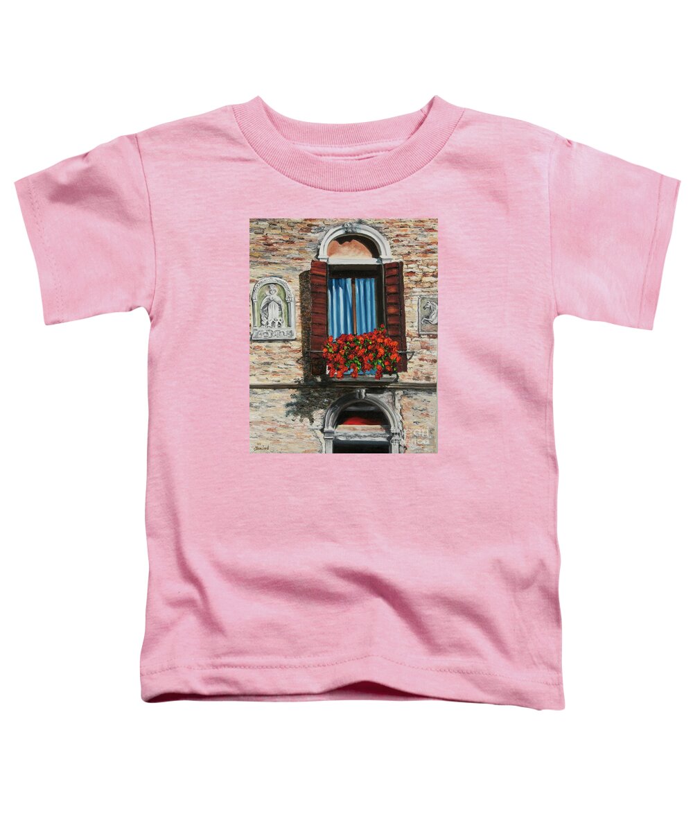 Window Paintings Toddler T-Shirt featuring the painting The Window by Charlotte Blanchard