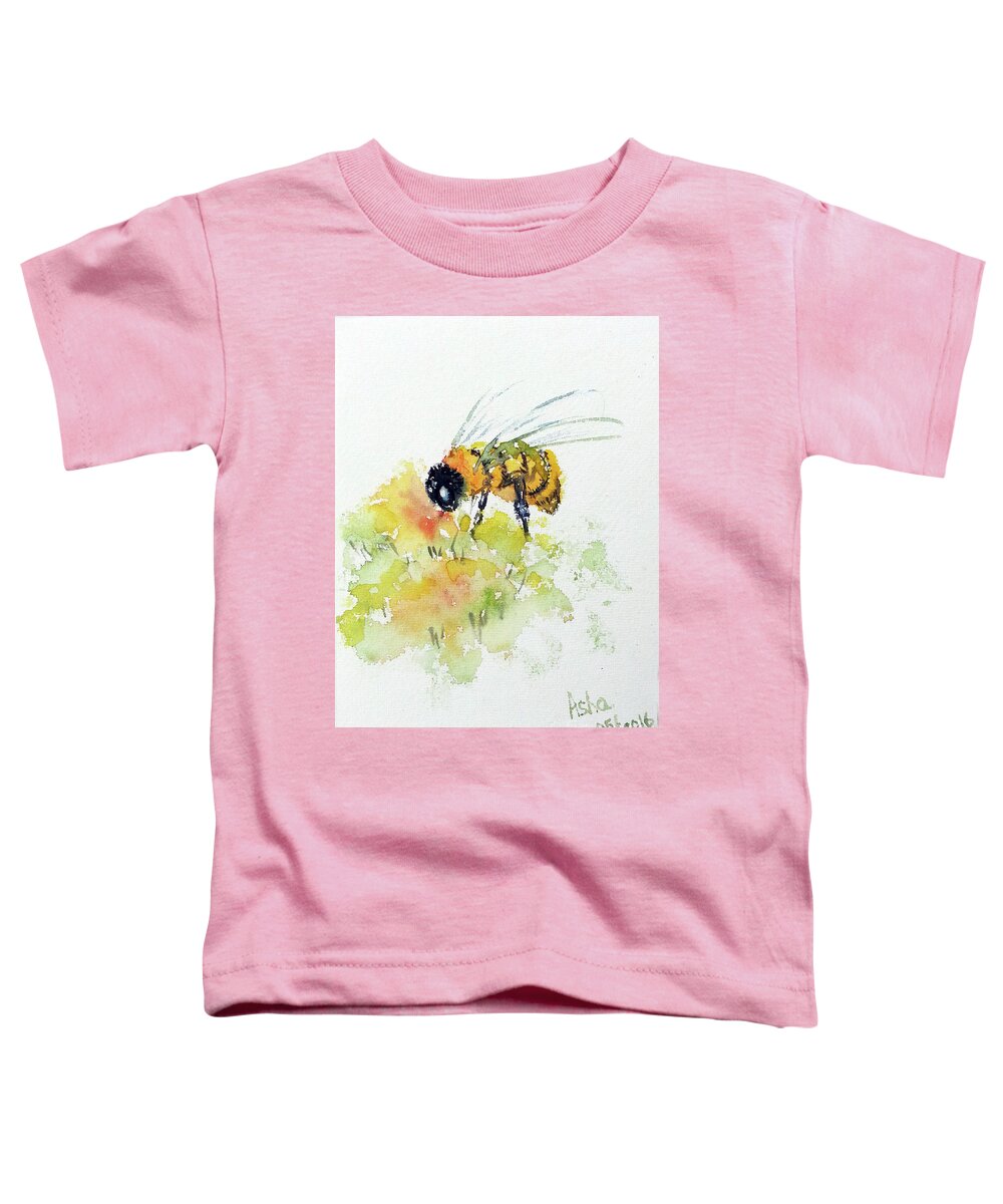 Bee Toddler T-Shirt featuring the painting To Bee or not to be by Asha Sudhaker Shenoy