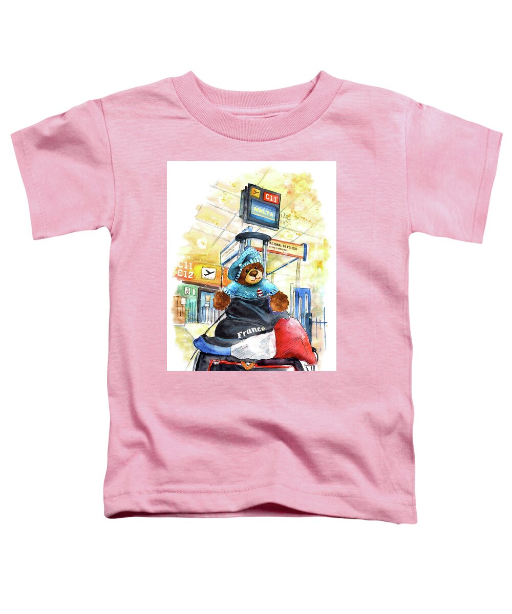 Travel Toddler T-Shirt featuring the painting Truffle McFurry On His Way To Malta by Miki De Goodaboom