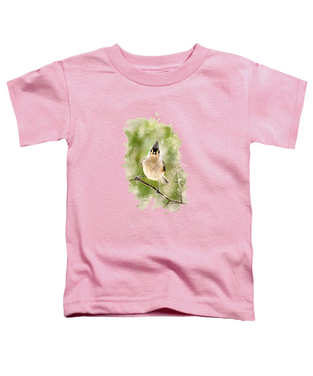 Bird Toddler T-Shirt featuring the mixed media Tufted Titmouse - Watercolor Art by Christina Rollo