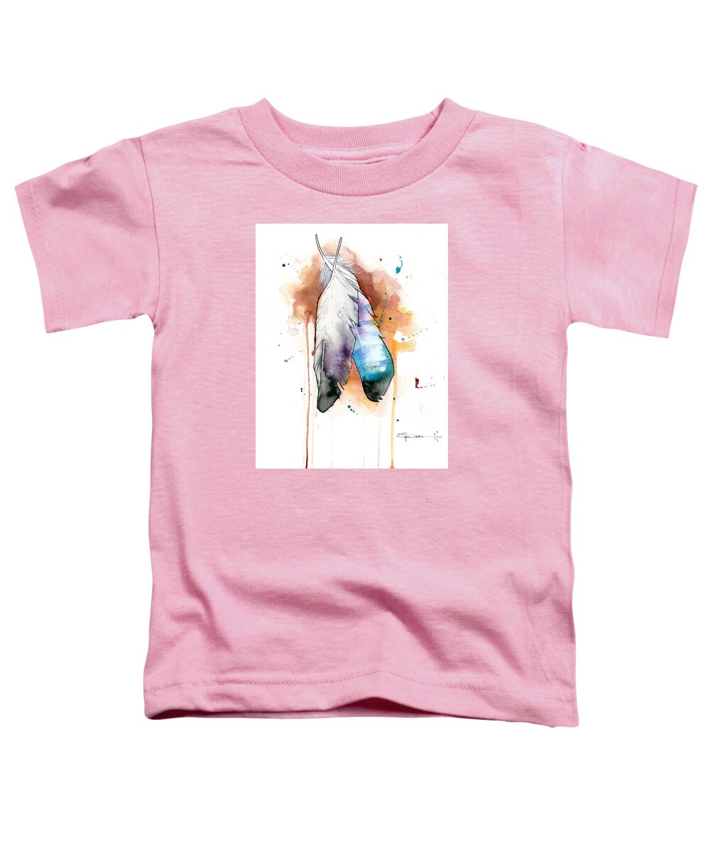 Watercolor Toddler T-Shirt featuring the painting Two Feathers by Sean Parnell
