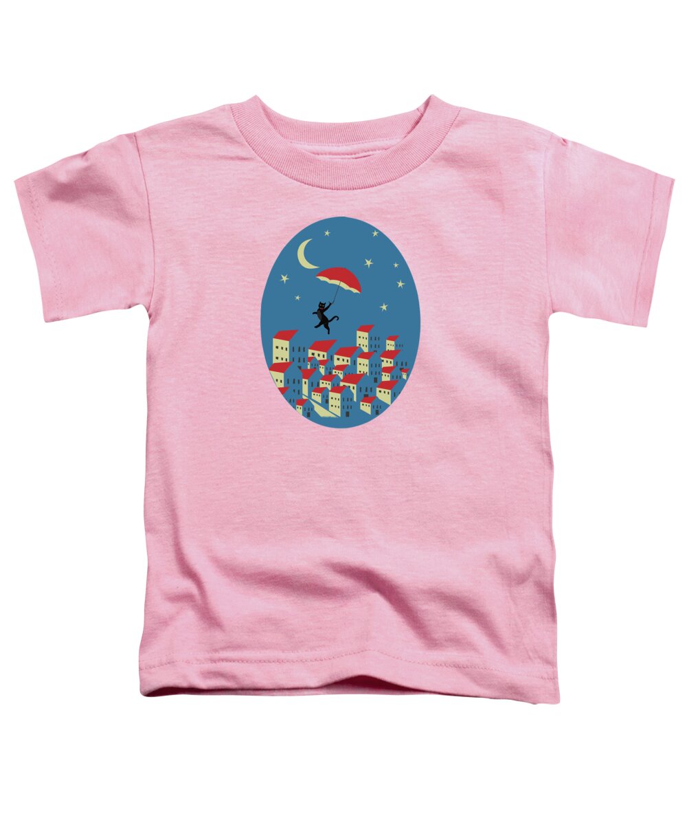 Painting Toddler T-Shirt featuring the painting Upton The Cat And His Evening Adventures by Little Bunny Sunshine