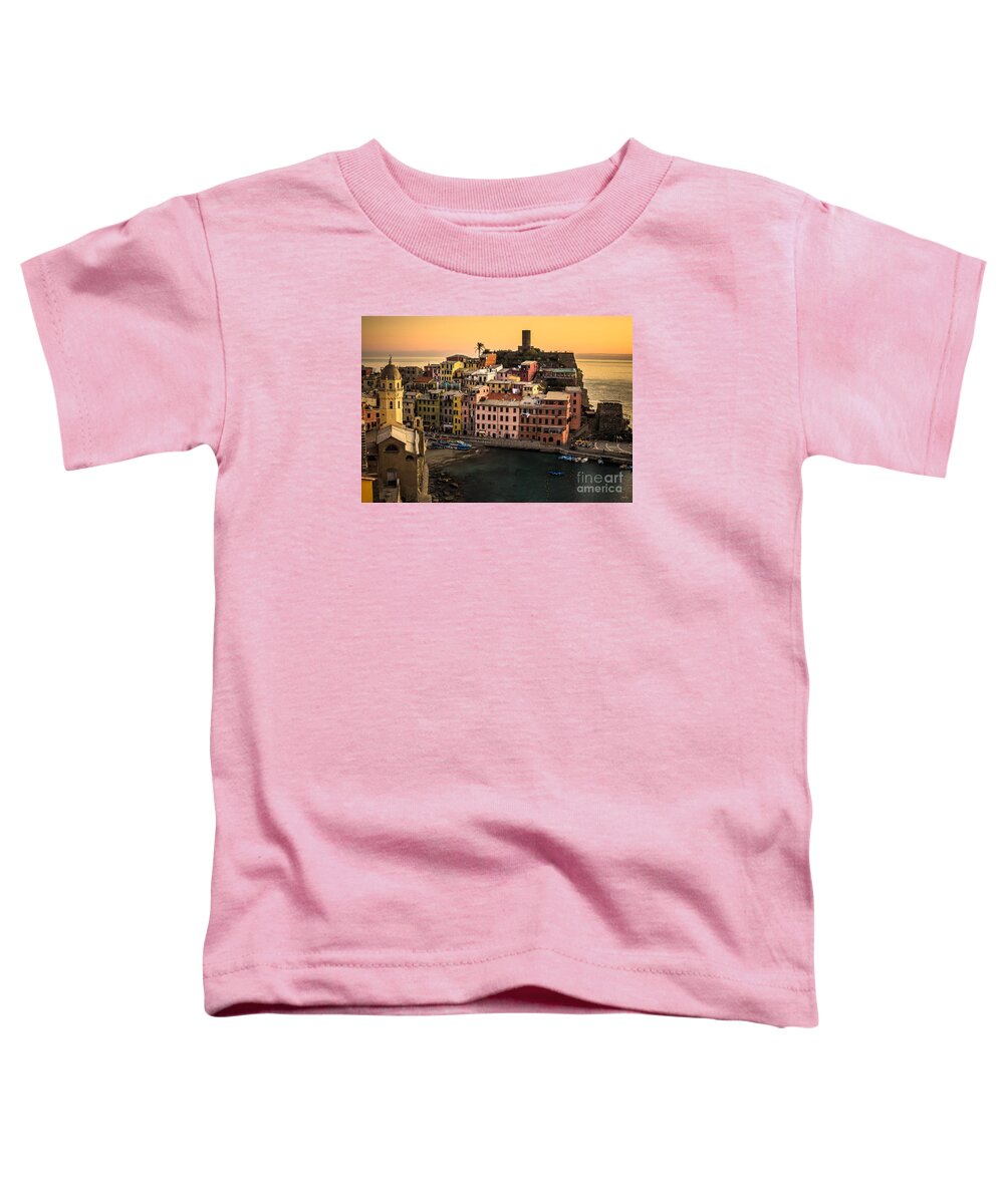 Vernazza At Sunset Toddler T-Shirt featuring the photograph Vernazza at Sunset by Prints of Italy