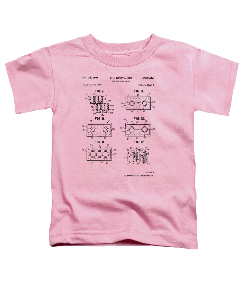Toy Toddler T-Shirt featuring the digital art Vintage 1961 LEGO Brick Patent Art by Nikki Marie Smith