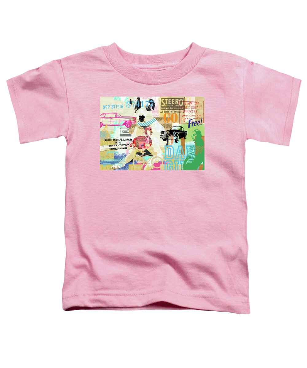 Vintage Collage Dane Toddler T-Shirt featuring the mixed media Vintage Collage Dane by Claudia Schoen
