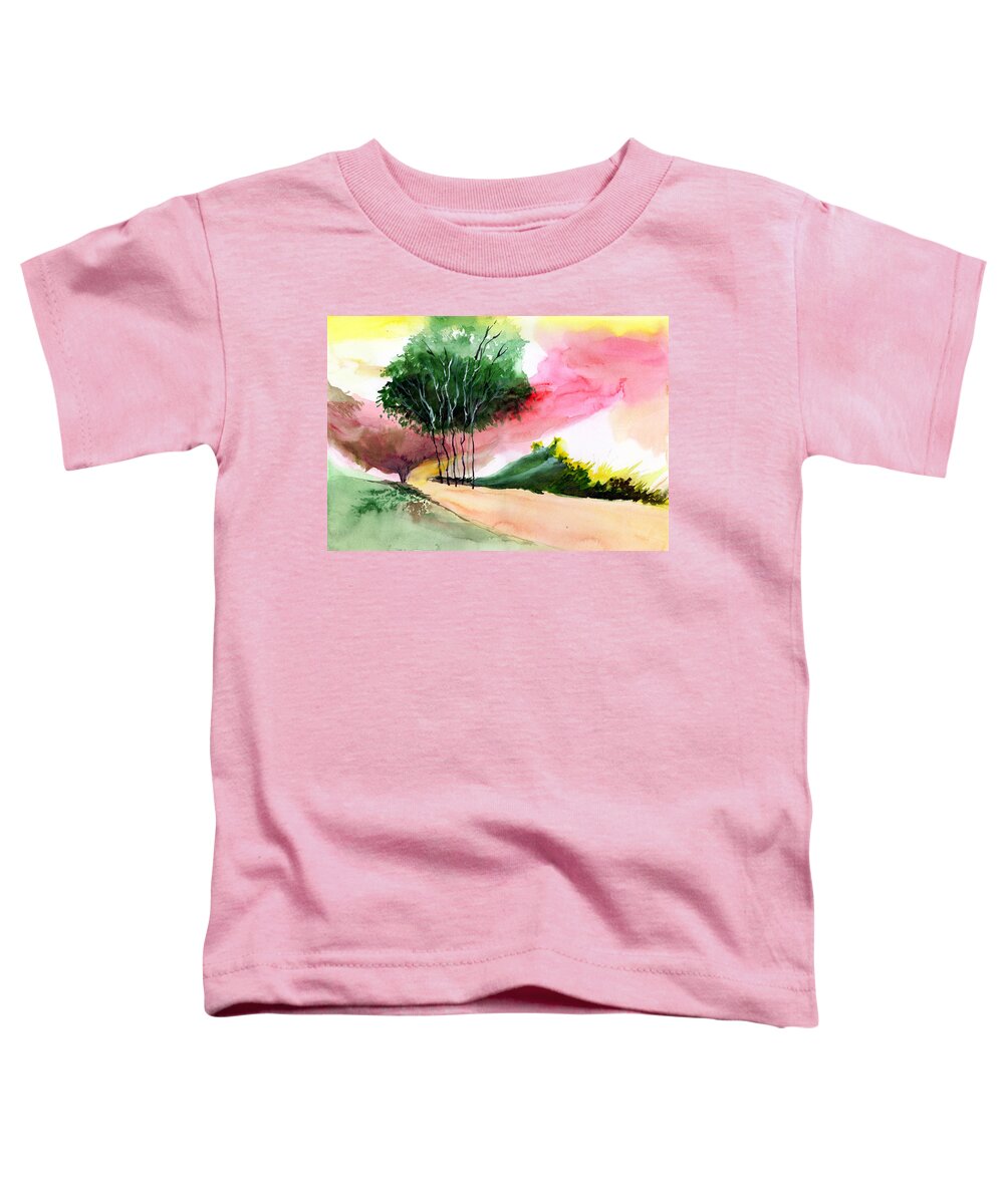 Watercolor Toddler T-Shirt featuring the painting Walk away by Anil Nene