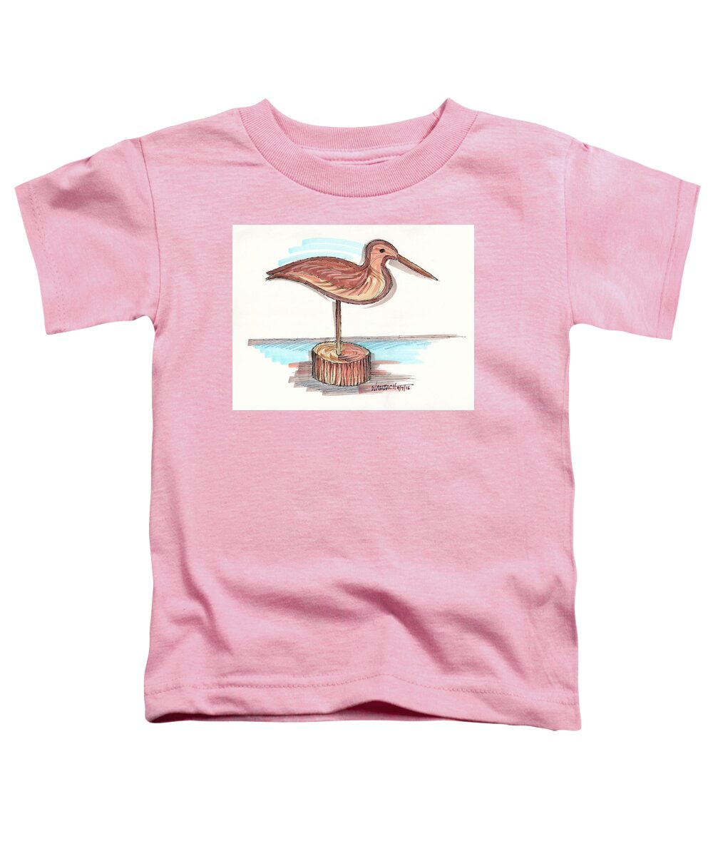 Water Fowl Toddler T-Shirt featuring the drawing Water Fowl Motif #4 by Richard Wambach