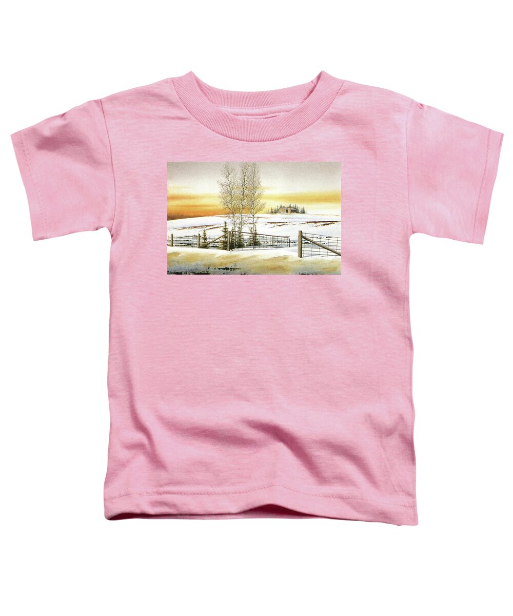 Snow Toddler T-Shirt featuring the painting When the Snow starts melting by Conrad Mieschke