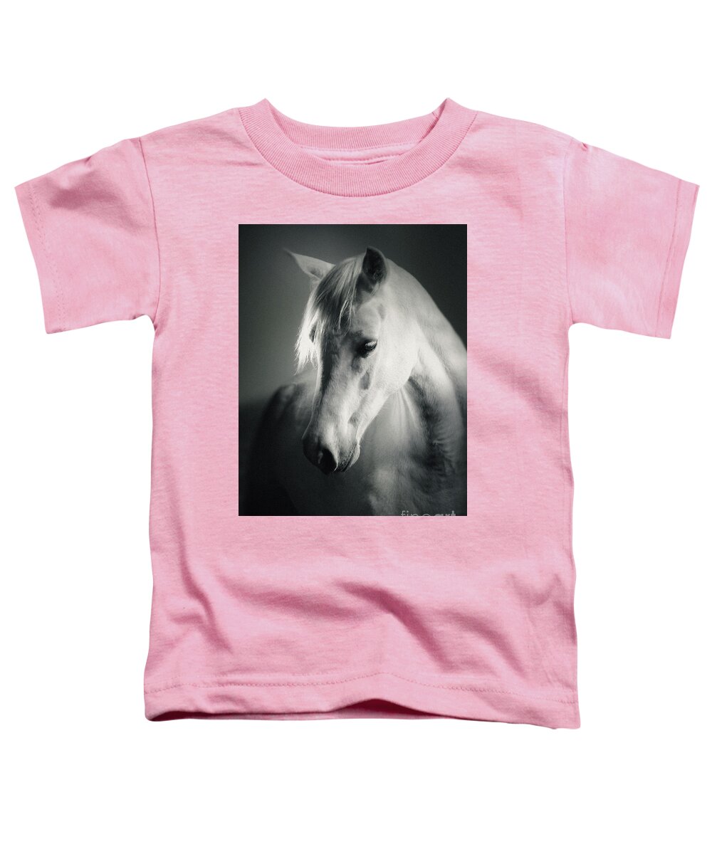 Horse Toddler T-Shirt featuring the photograph White Horse Head Art Portrait by Dimitar Hristov