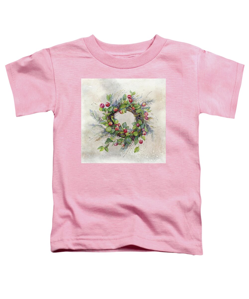 Berries Toddler T-Shirt featuring the digital art Woodland Berry Wreath by Colleen Taylor