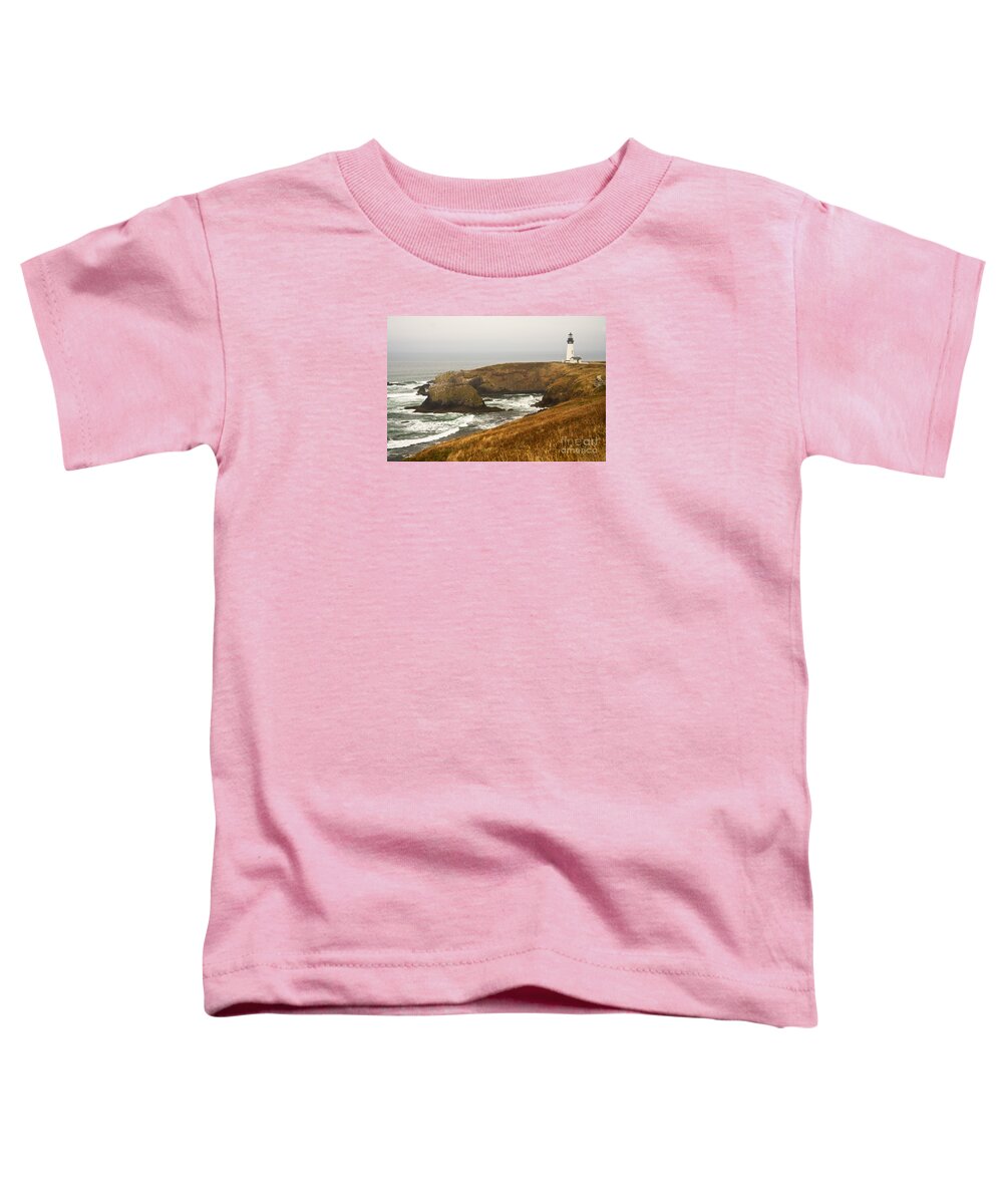 Lighthouse Toddler T-Shirt featuring the photograph Yaquina Head Lighthouse by Alice Cahill