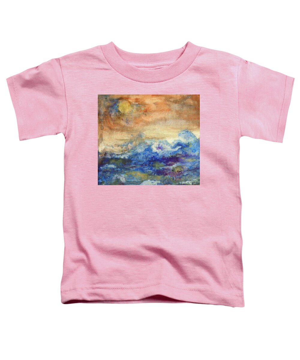 Seascape Toddler T-Shirt featuring the painting Zen Moon and Wave by Elise Ritter