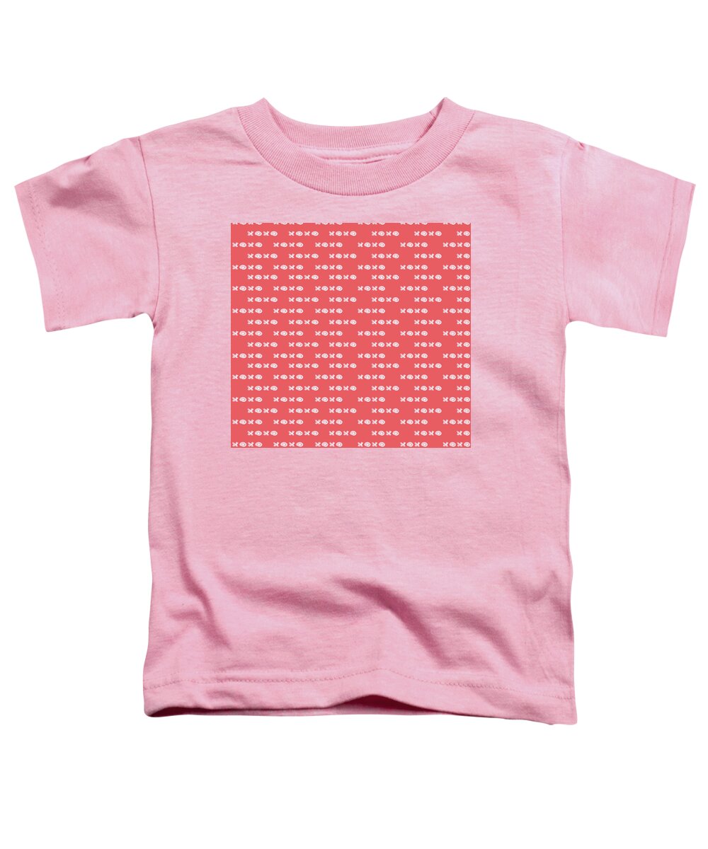Repeating Pattern Toddler T-Shirt featuring the digital art Red Xoxo by Ashley Rice