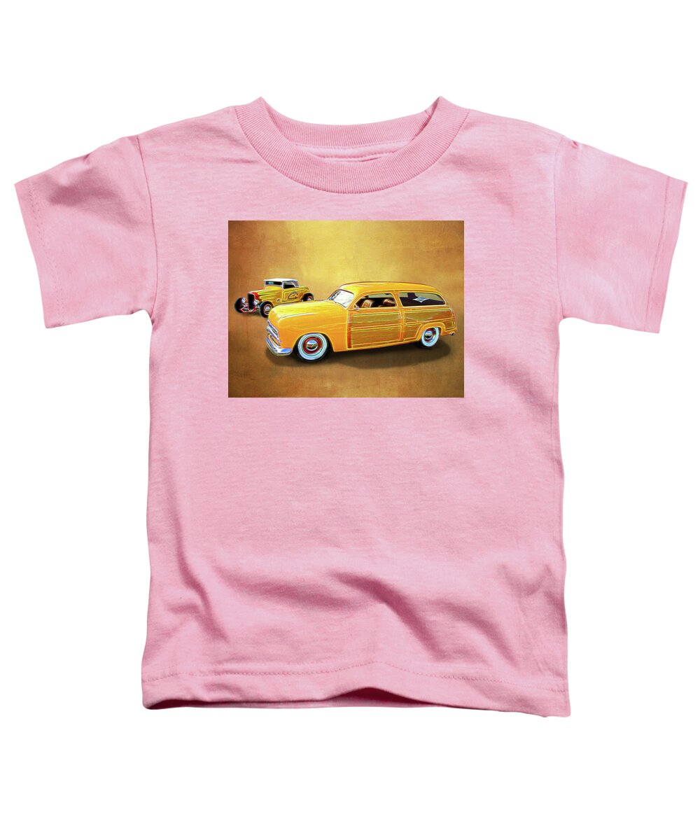 49 Woody & 32 Roadster Toddler T-Shirt featuring the digital art 1949 Woody and 1932 Roadster by Rick Wicker