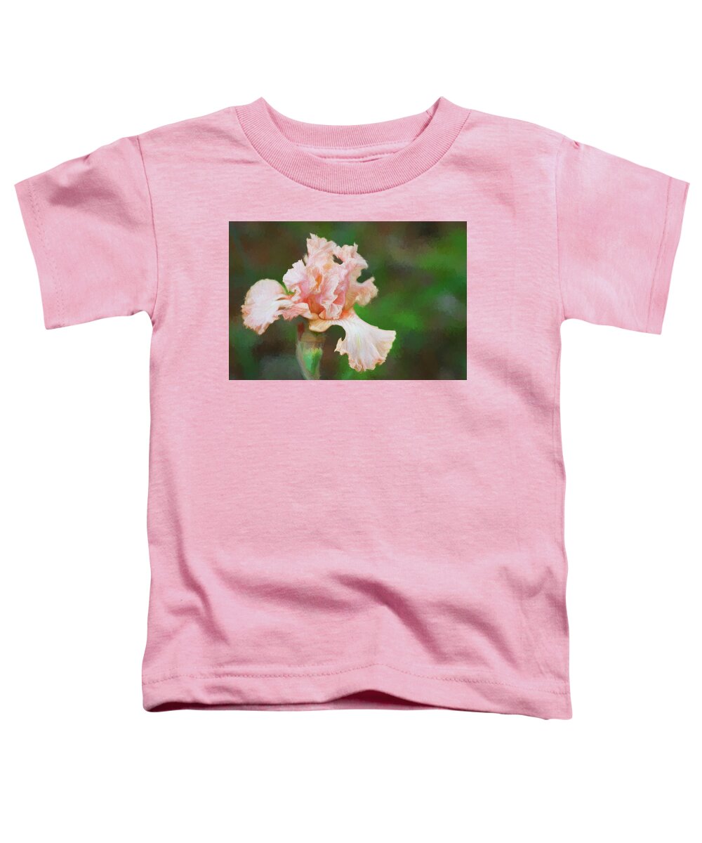 Iris Toddler T-Shirt featuring the photograph A Bit of a Peach Iris by Kathy Clark