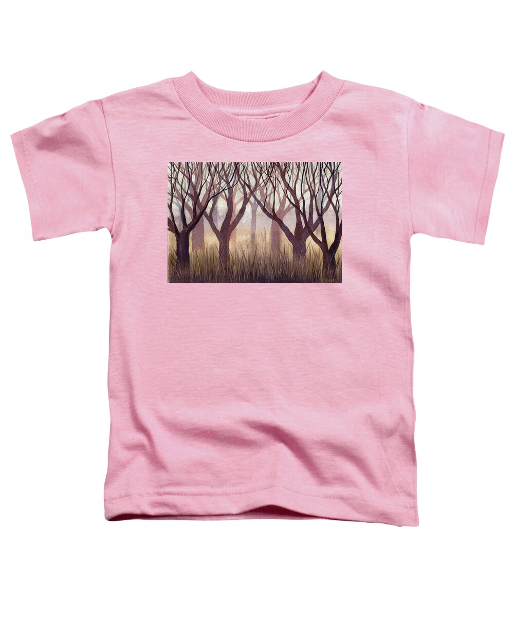 Russian Artists New Wave Toddler T-Shirt featuring the painting Brownish Forest by Ina Petrashkevich