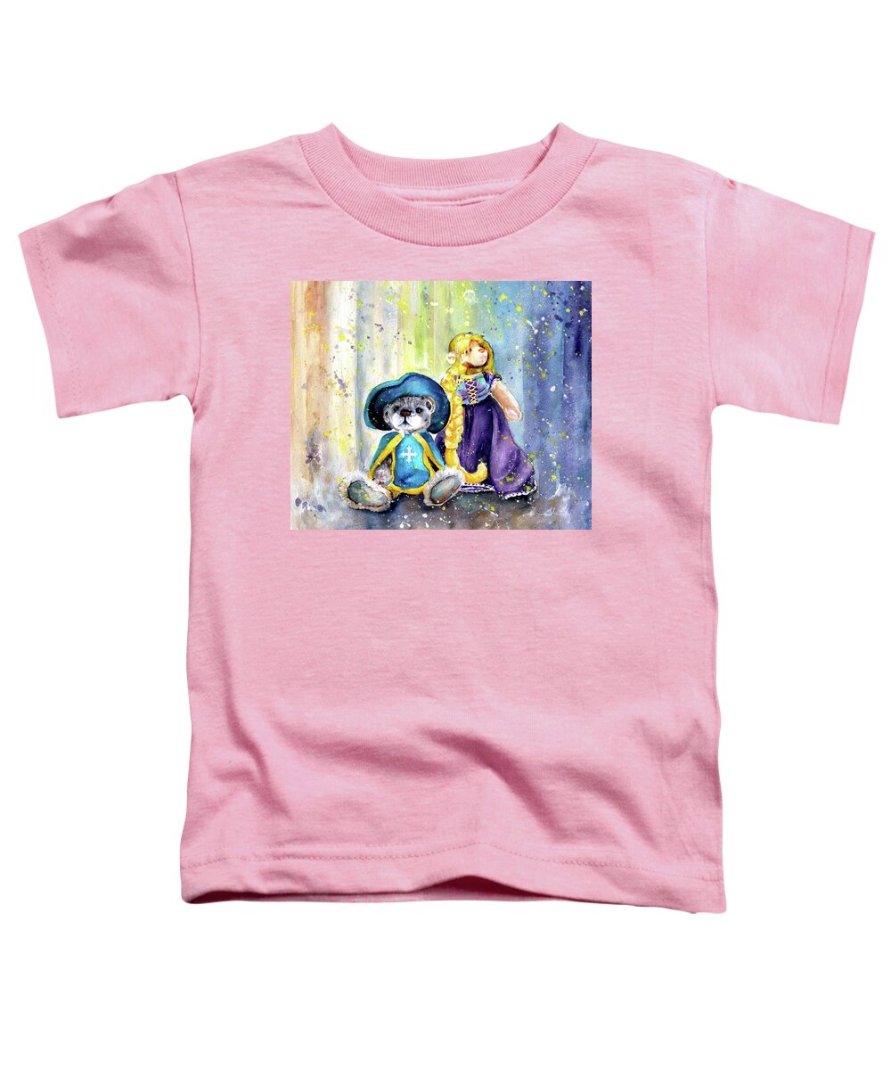 Teddy Toddler T-Shirt featuring the painting Charlie Bears Faux Pas And Princess by Miki De Goodaboom