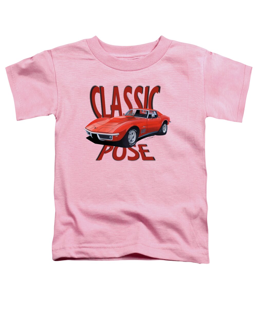 Chevrolet Toddler T-Shirt featuring the mixed media Classic Pose Corvette C3-Tee by Simon Read