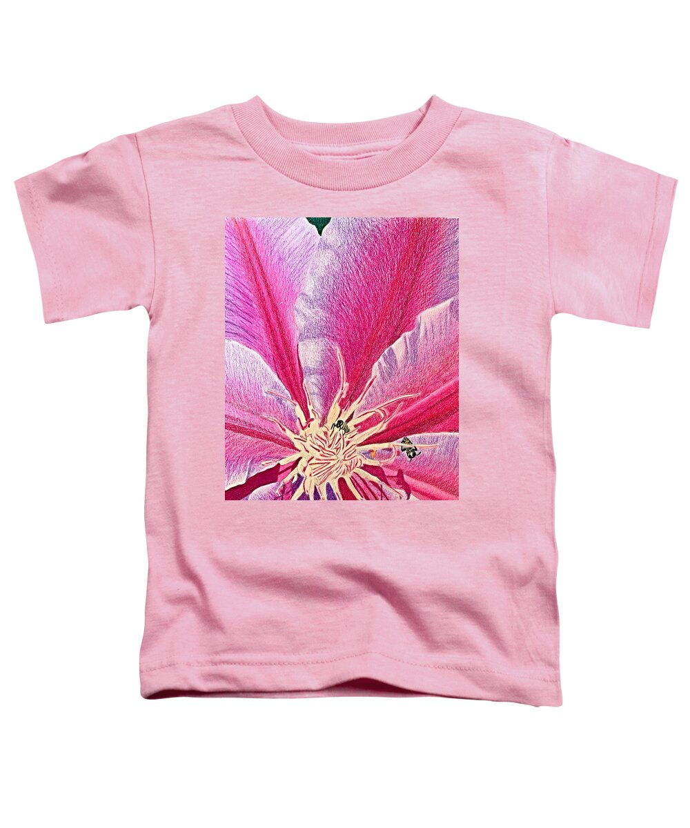Pink Toddler T-Shirt featuring the drawing Clematis by Colette Lee