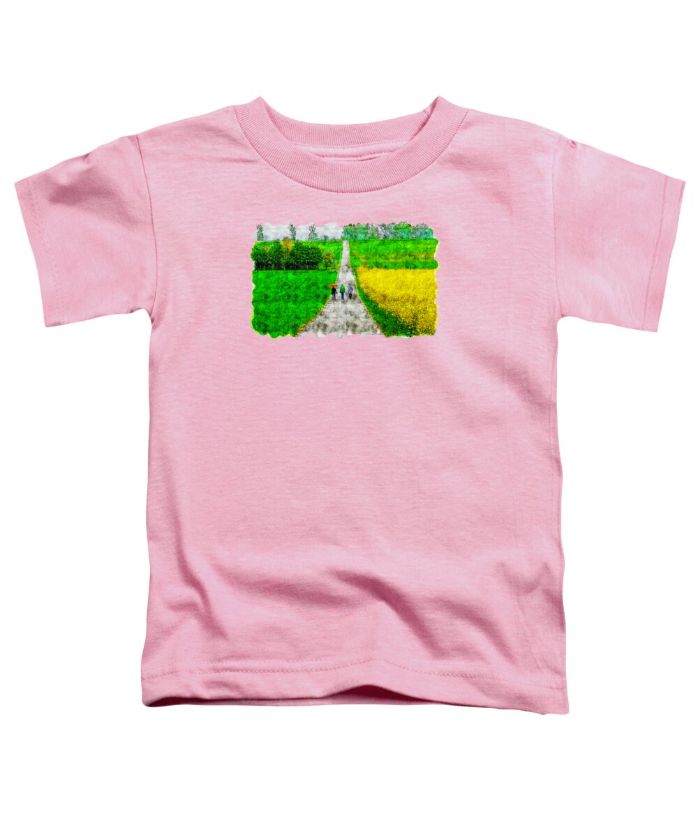 Art Toddler T-Shirt featuring the drawing Countryside Road watercolor drawing by Hasan Ahmed