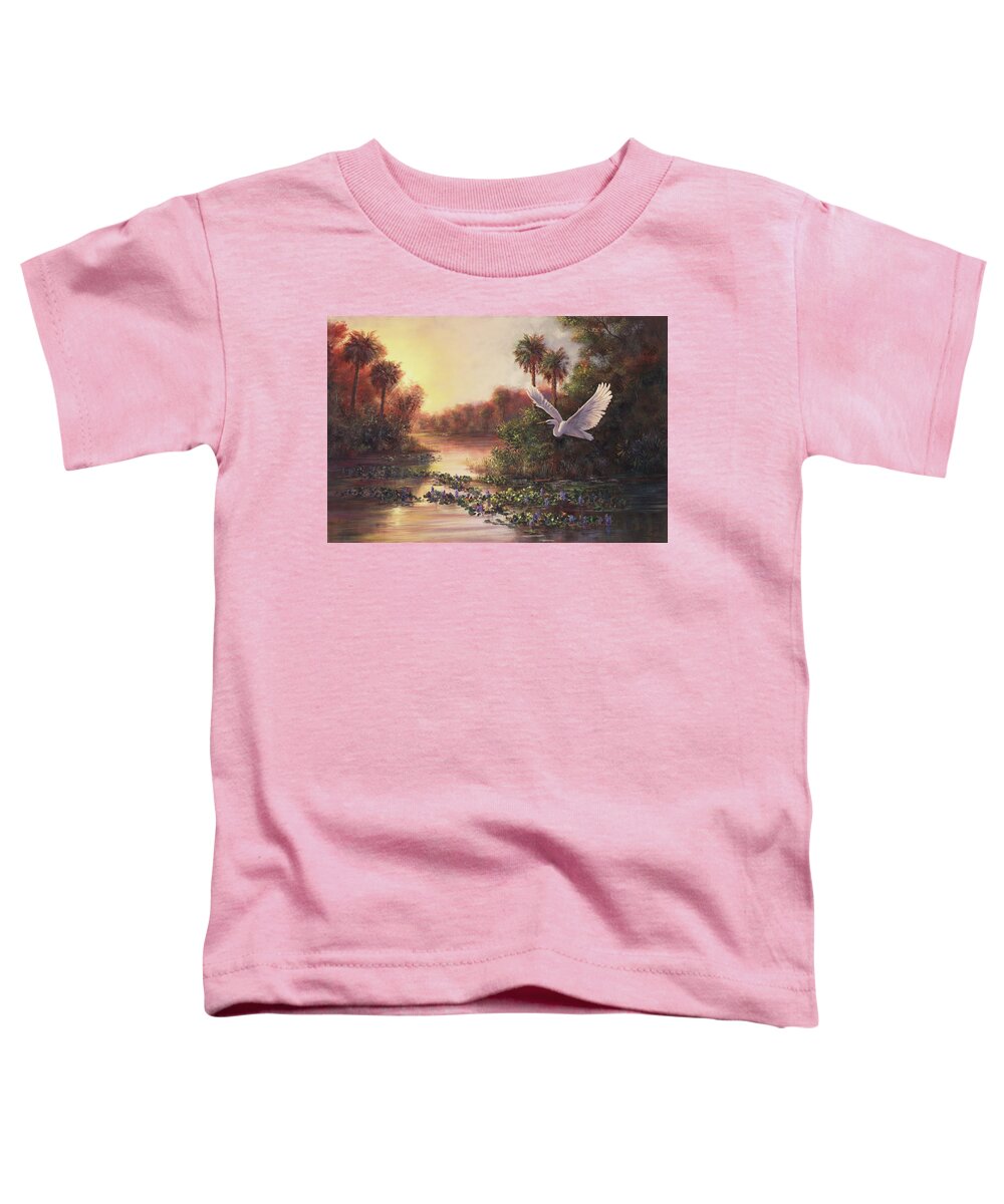 Landscape Toddler T-Shirt featuring the painting Everglades Sunset by Lynne Pittard