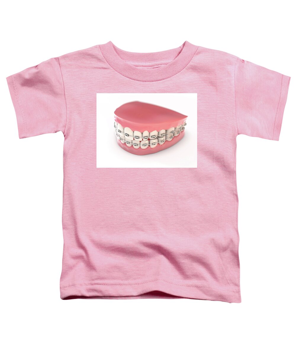 Braces Toddler T-Shirt featuring the digital art Fake Teeth Set With Braces by Allan Swart