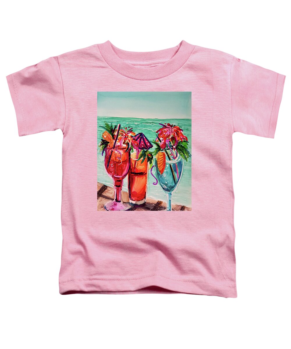 Alcohol Ink Toddler T-Shirt featuring the mixed media Gal's Afternoon Out by Francine Dufour Jones