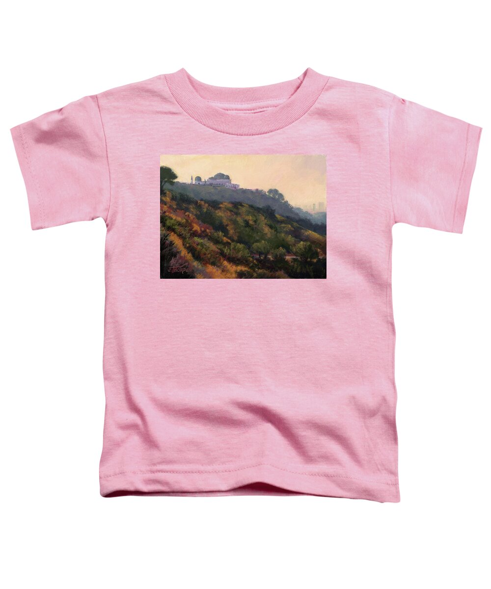 Griffith Park Toddler T-Shirt featuring the painting Griffith Park Observatory- Late Morning by Jane Thorpe