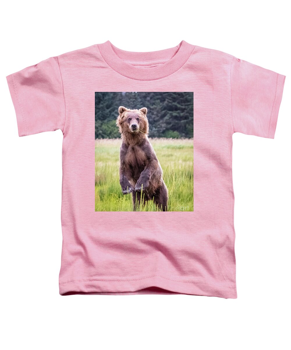 Grizzly Toddler T-Shirt featuring the photograph Grizzly bear standing by Lyl Dil Creations