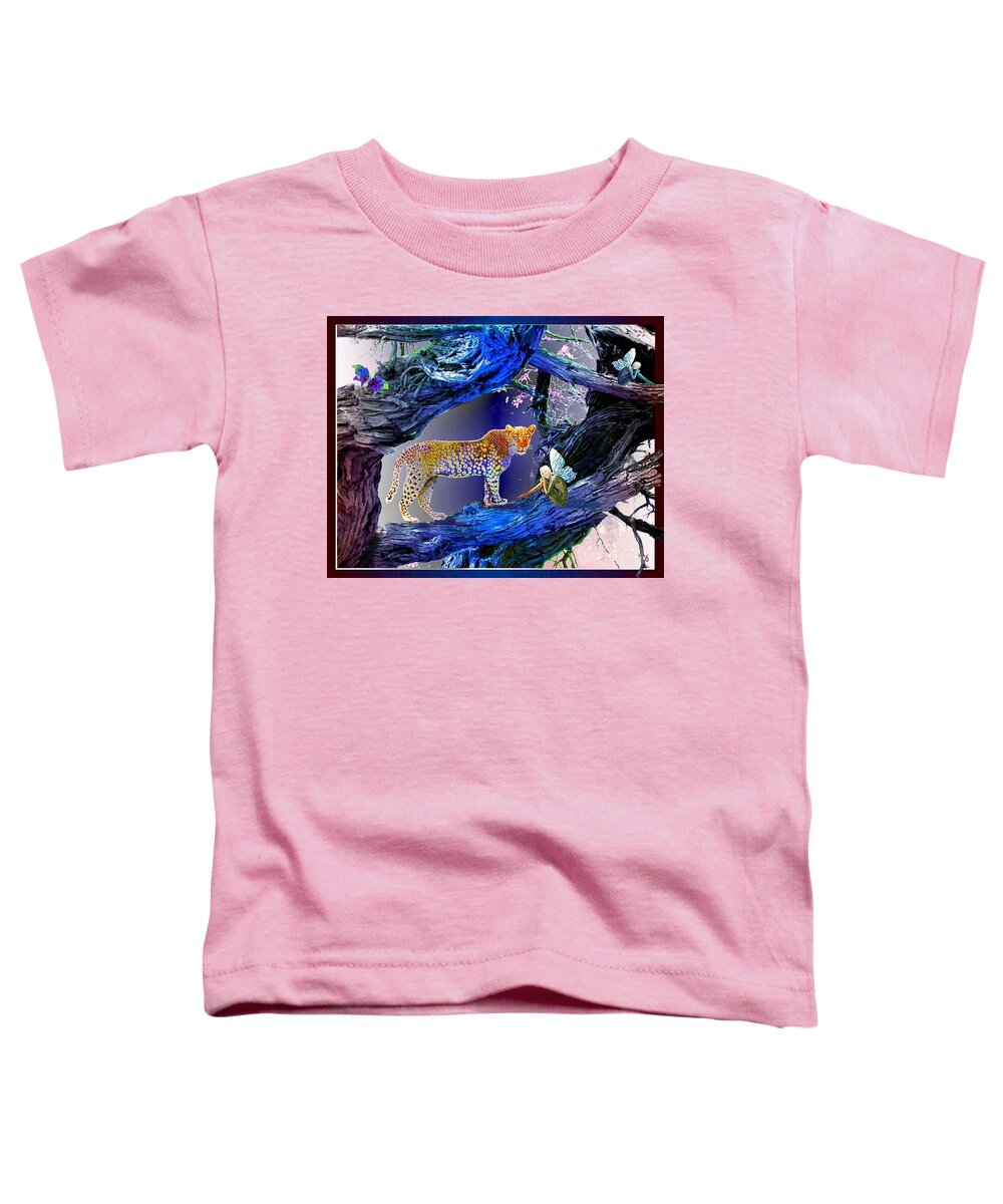 Leopard Toddler T-Shirt featuring the mixed media Leopard Dreaming by Hartmut Jager