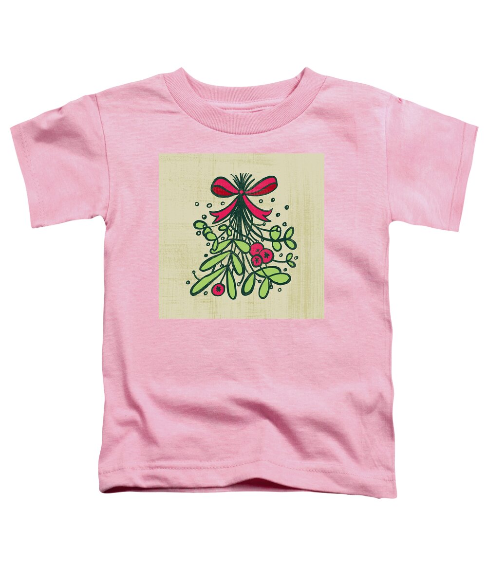 Mistletoe Toddler T-Shirt featuring the painting Mistletoe Holiday Art by Jen Montgomery