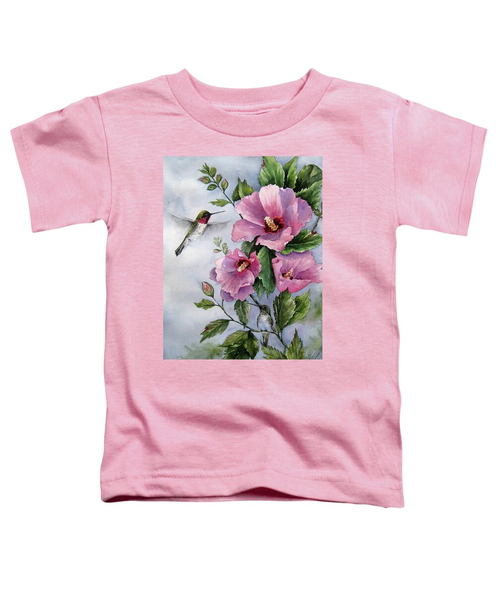 Birds Toddler T-Shirt featuring the painting Nectar Jackpot by Mary McCullah