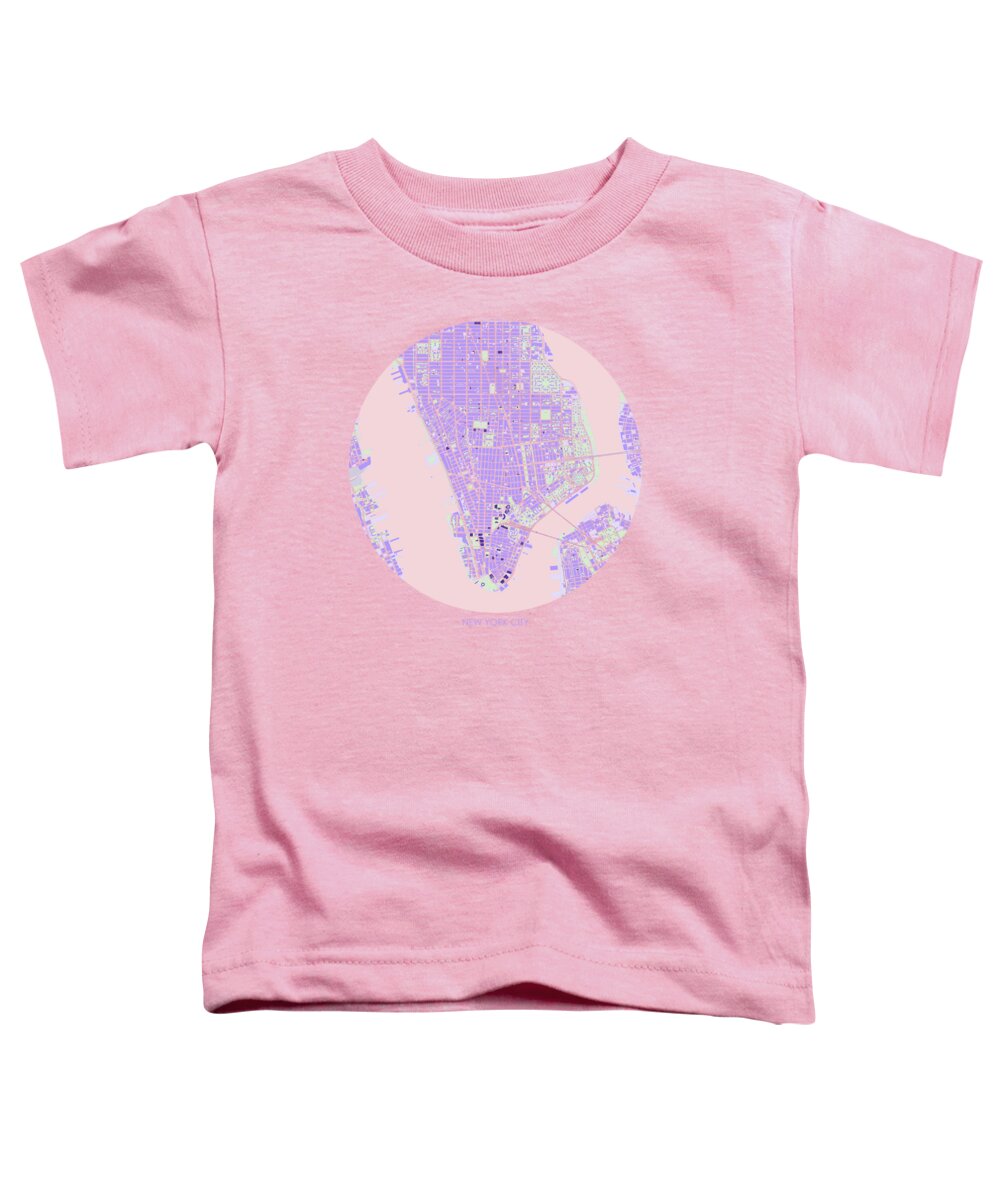 New York Map Toddler T-Shirt featuring the digital art New York City map violet by Jasone Ayerbe- Javier R Recco